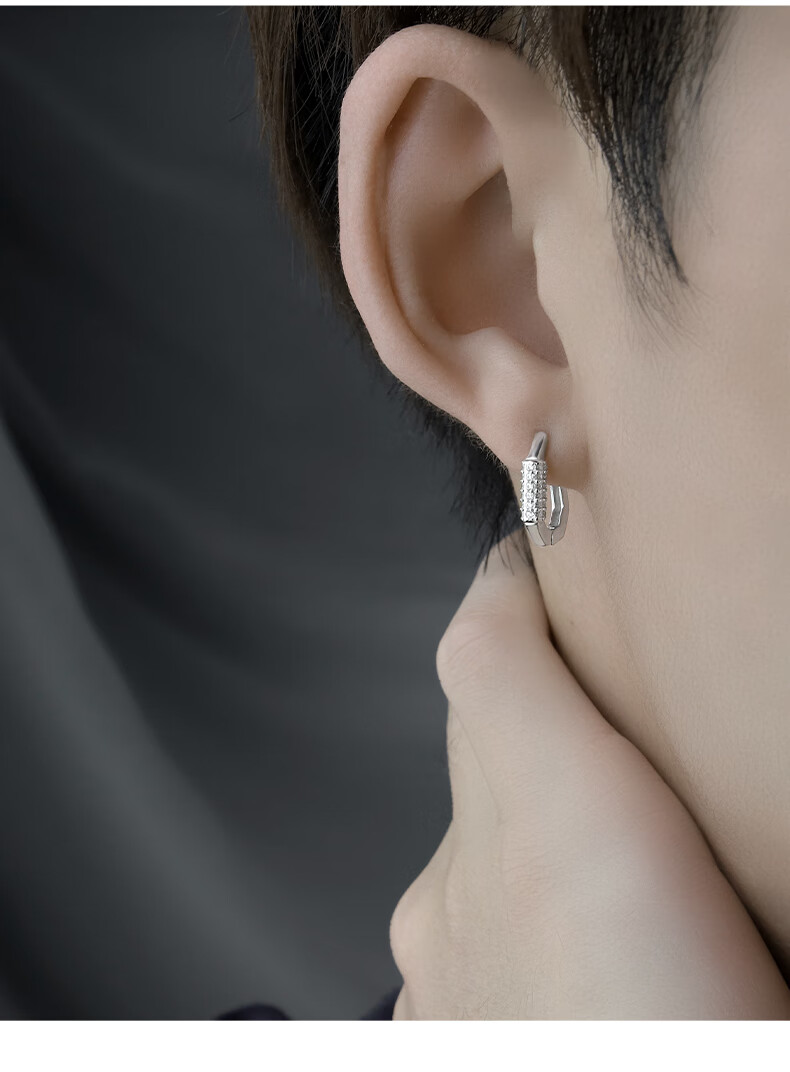 银耳环男潮流个性男款小众高级感轻奢男生耳饰简约百搭男士耳钉s925银