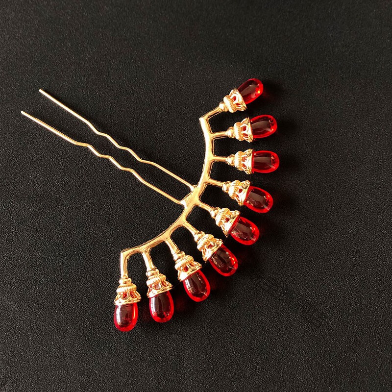 头饰古风发饰发冠套装珍珠排钗排簪珠钗发钗簪子明制古装配饰银色五珠