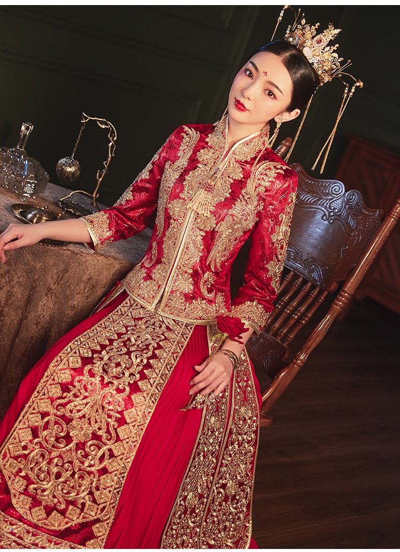 枝己zeimssmm秀禾服新娘2022新款古装婚纱结婚礼服敬酒服婚礼服影楼