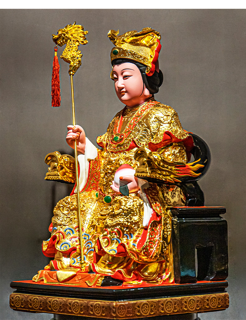 三漫陀樟木19寸玉皇大帝王母娘娘神像玉帝王母雕像家用佛堂祠堂供奉