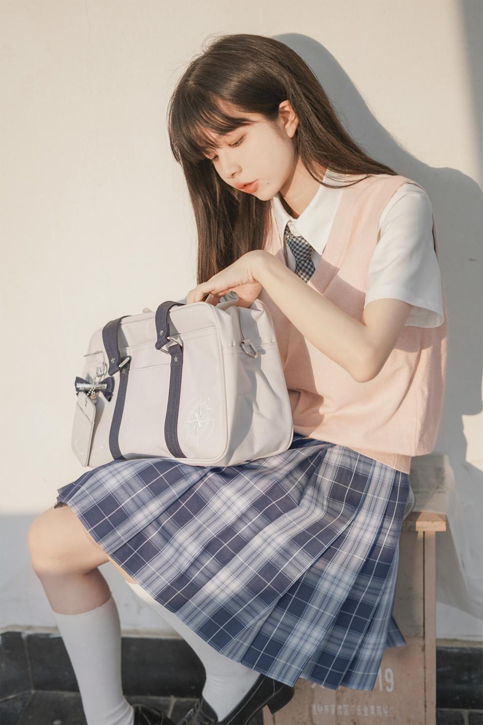 御茶家环月之旅原创jk制服格裙短款早春季百褶半身裙现货45裙长xl