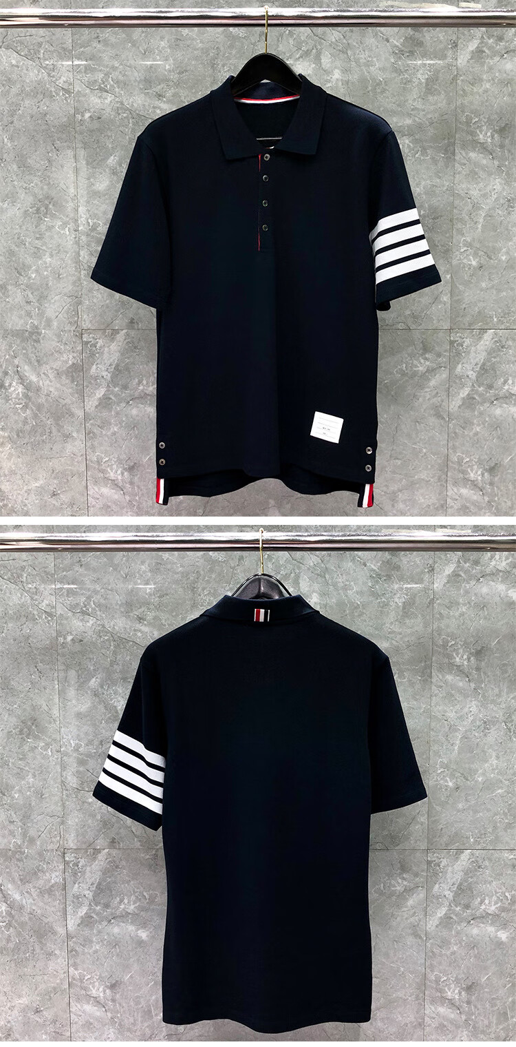 阿布利汤姆布朗2022新款男女同款情侣春夏季四条杠tb短袖男女翻领上衣