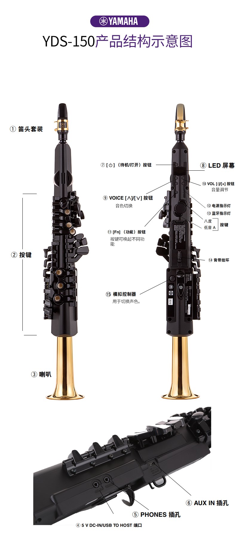 猛仕將yamaha雅馬哈電吹管yd-150表演電子薩克斯老人兒童初學者演奏