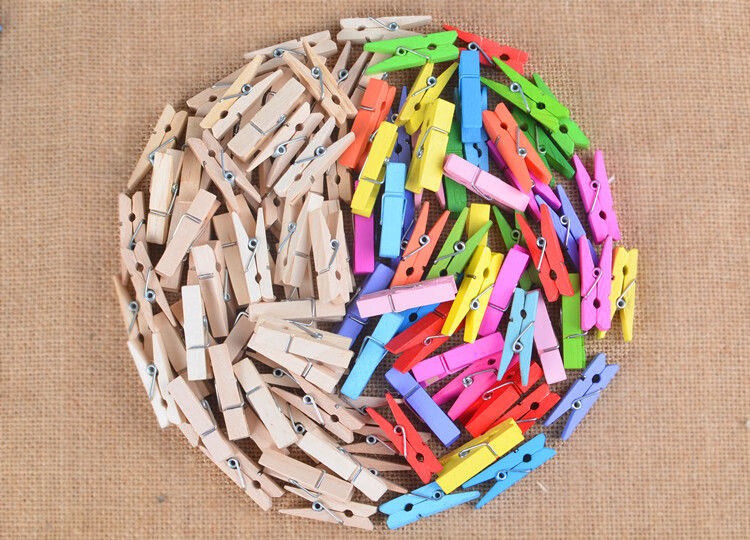 木夹子网红照片墙装饰麻绳夹子彩色爱心夹子彩色五角星50个12米绳10钉