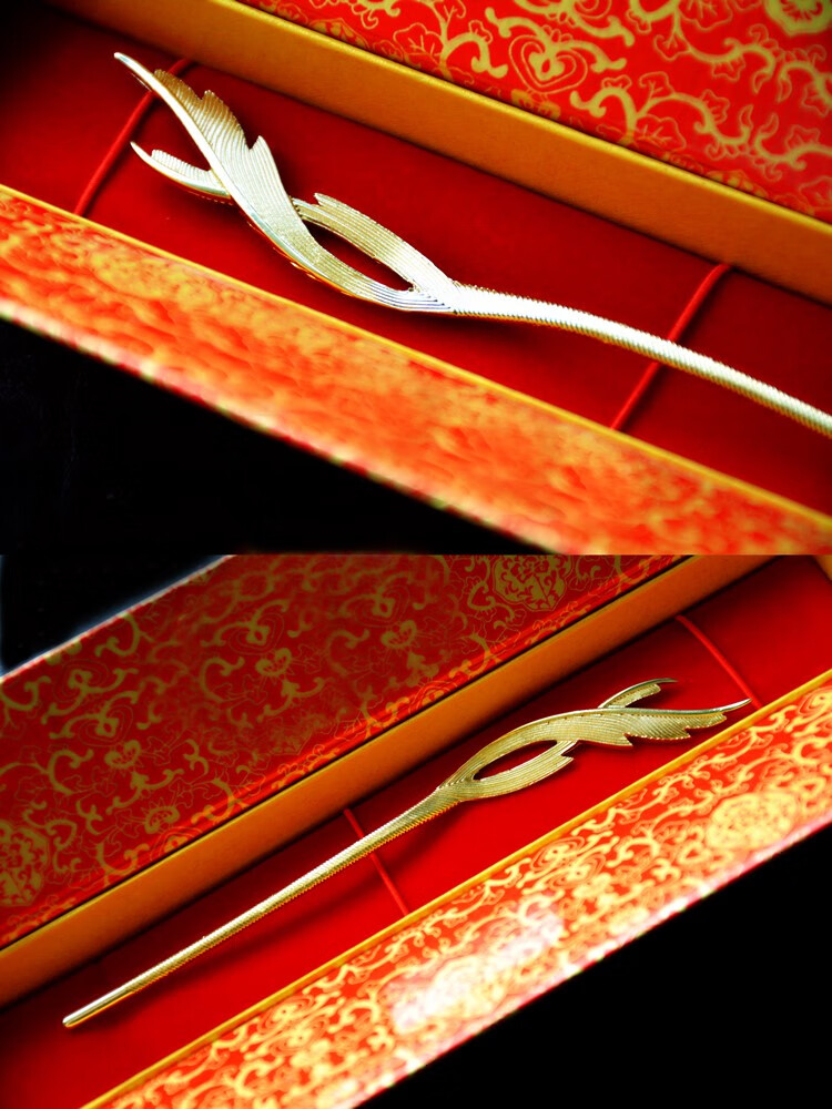 同款发簪子盘发寰谛凤翎凤凰邓伦金色发饰锦觅同款发簪配精美包装盒