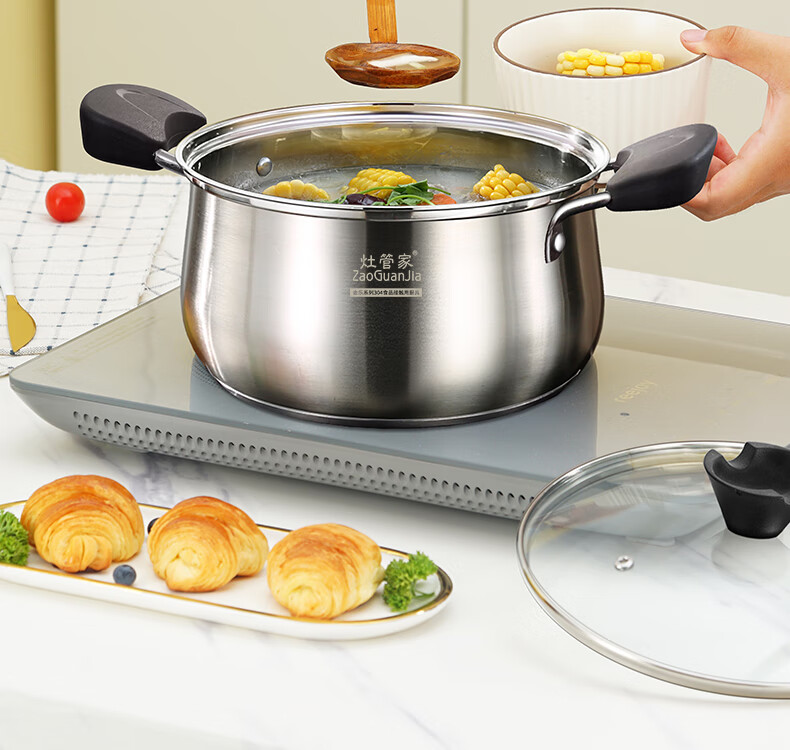 惢琪锑锅梯锅汤锅304不锈钢家用加厚燃气电磁炉锑锅烧水煲熬粥蒸煮炖