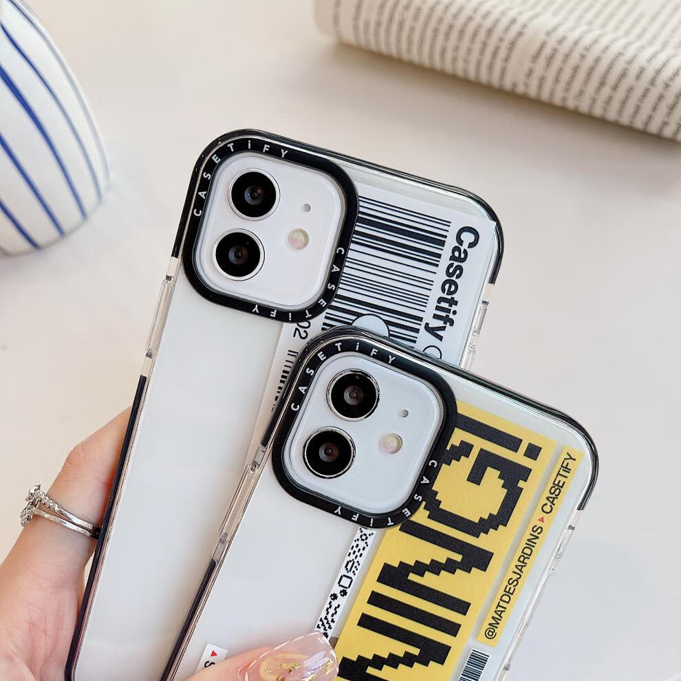 仁尼苹果14 casetify黄色联名标签条码适用iphone13pro max苹果12 白