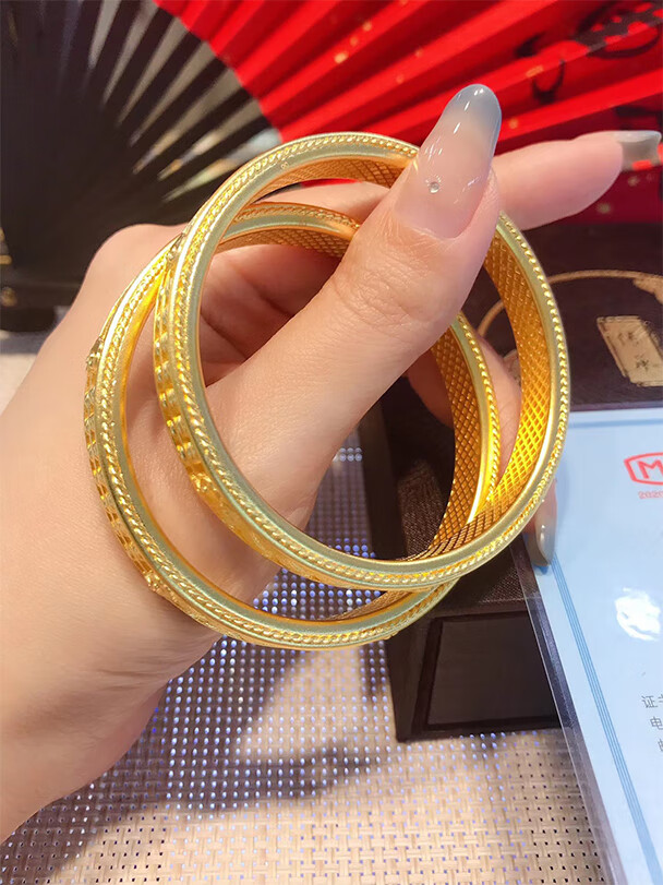 如意黄金算盘手镯新款古法金镯子妈妈款999足金镯子女士定制结婚订婚