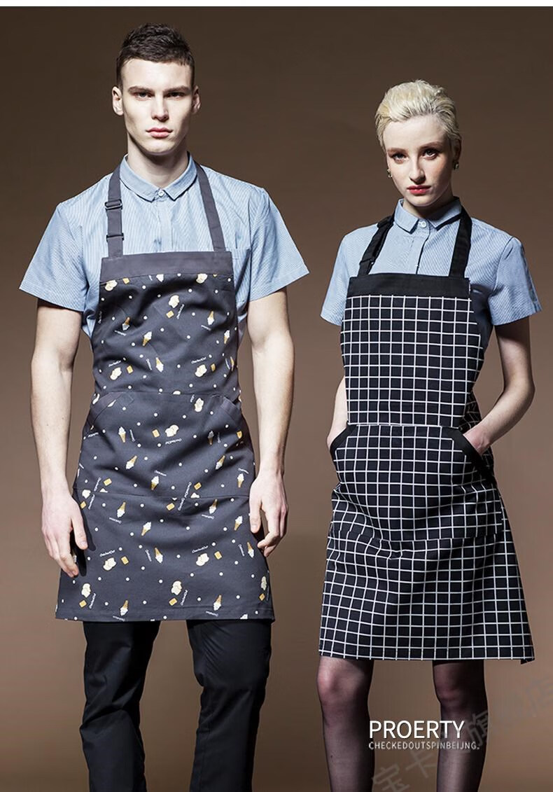 水产厨师耐酸碱挂脖围裙挂脖围裙厨师男女厨房家居围裙服务员工作围裙