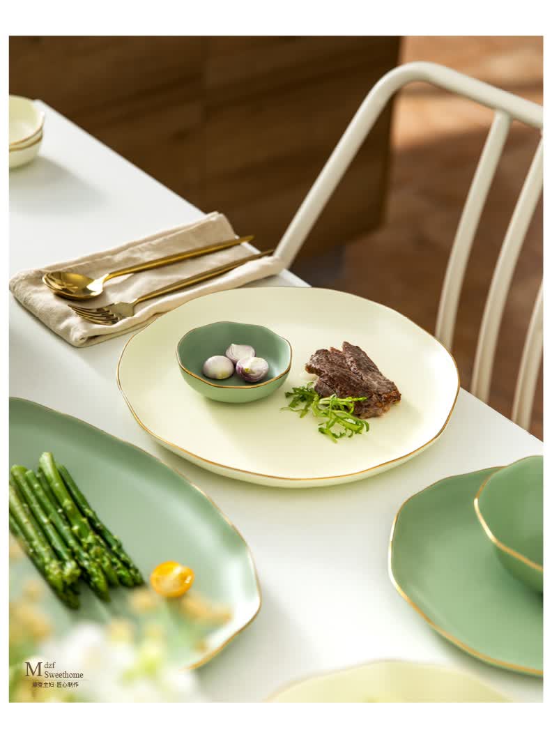 餐具高级感轻奢摩登主妇半夏轻奢风碗碟套装家用感陶瓷餐具套装碗盘