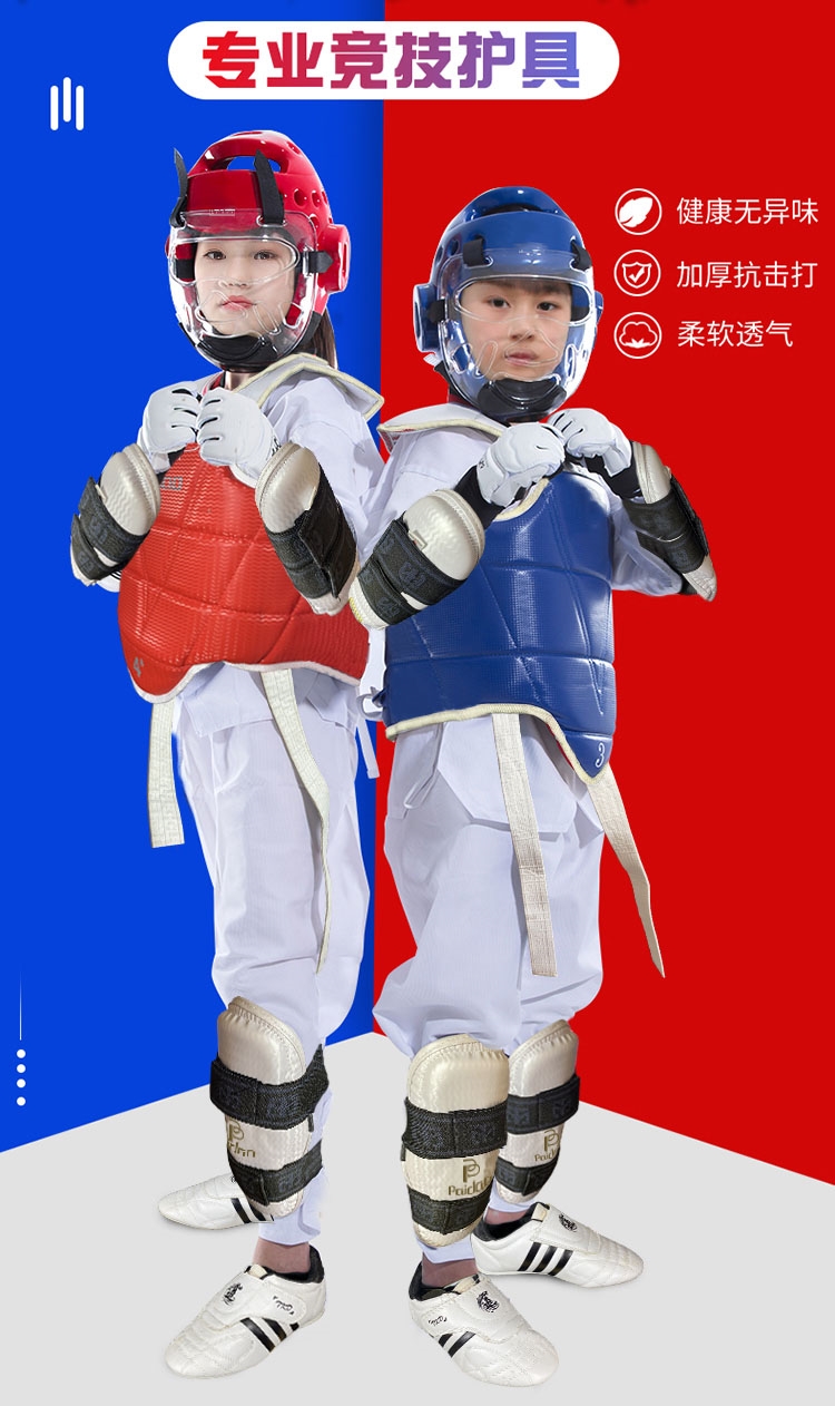 跆拳道护具全套儿童六九件套头盔比赛型护甲实战套装装备面罩sn2933九