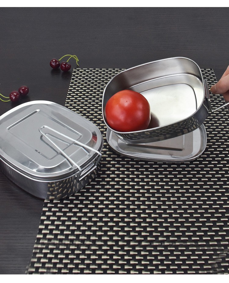 饭盒上班族大容量不锈钢蒸饭盒便当盒学生餐盒金属学生便携长方形加厚