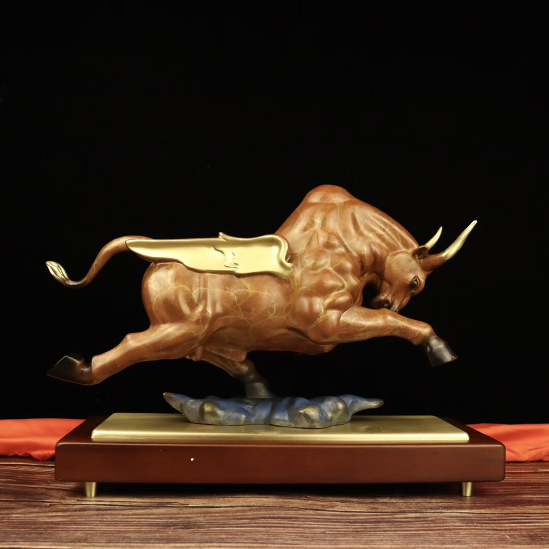 鼎盛福纯铜财福牛飞天牛摆件气势如虹牛气冲天发财纳福客厅办公室饰 d