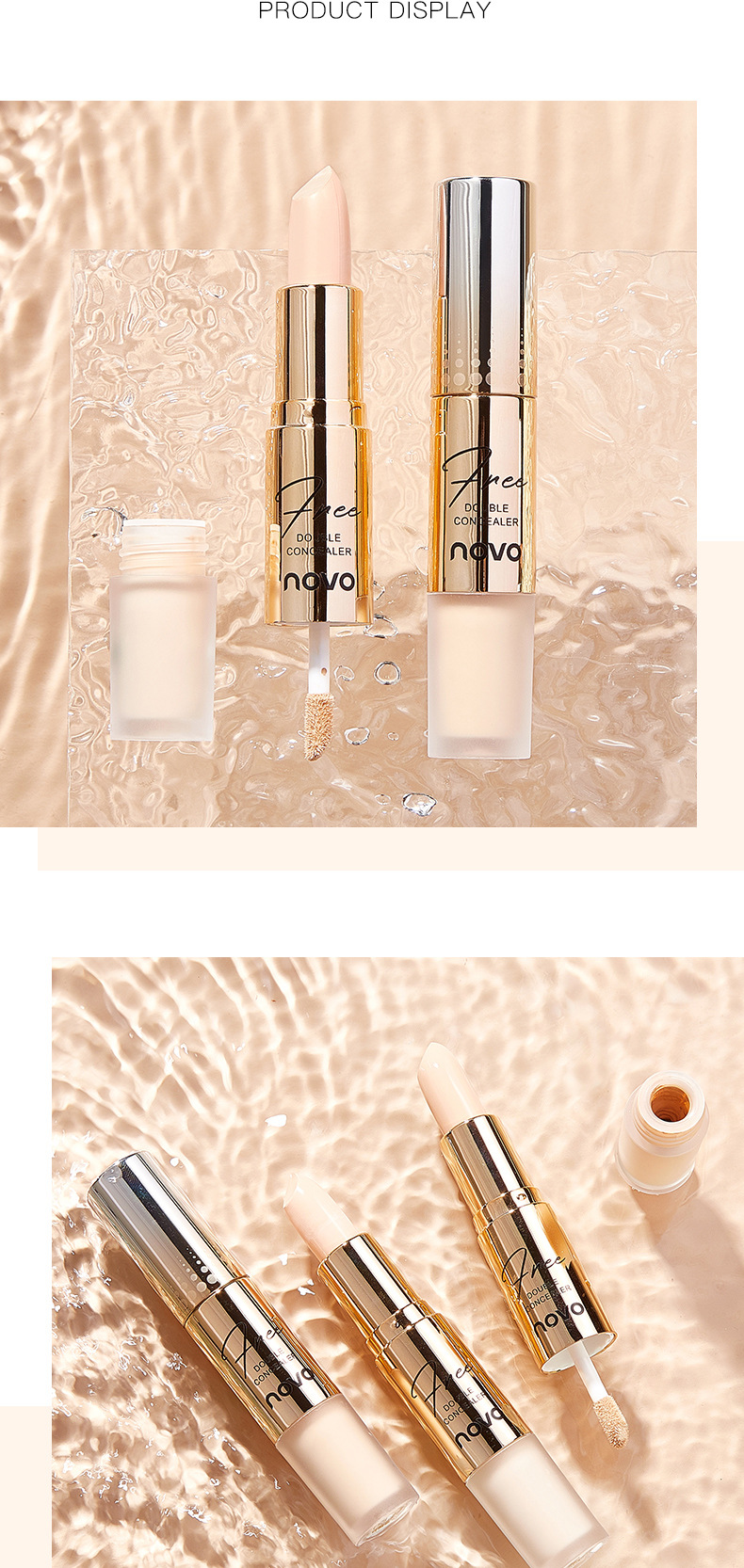 彩妆novo遮瑕修颜双头美肤笔遮瑕笔遮斑点遮黑眼圈服帖遮瑕膏 02#自然