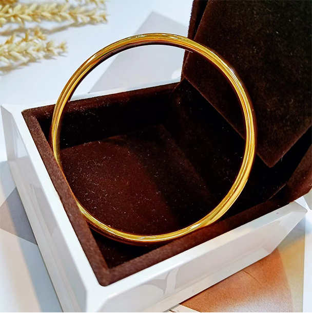 妙灵阁 无氰黄金手镯2021新款999足金镯子女光面年轻款时尚简约古法