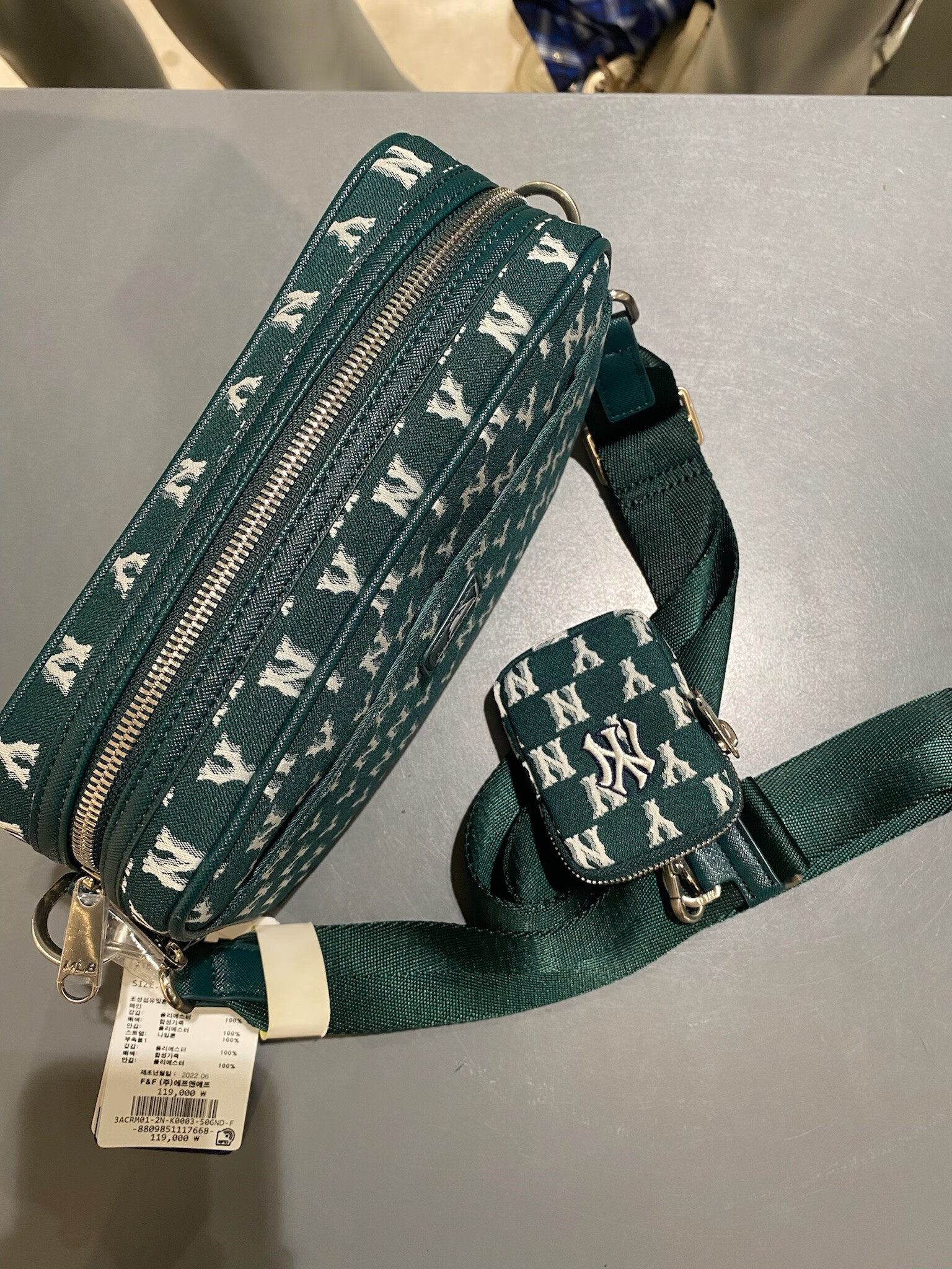 轻奢高端韩国mlb斜挎包ny老花满标单肩包男女同款经典子母包休闲百搭