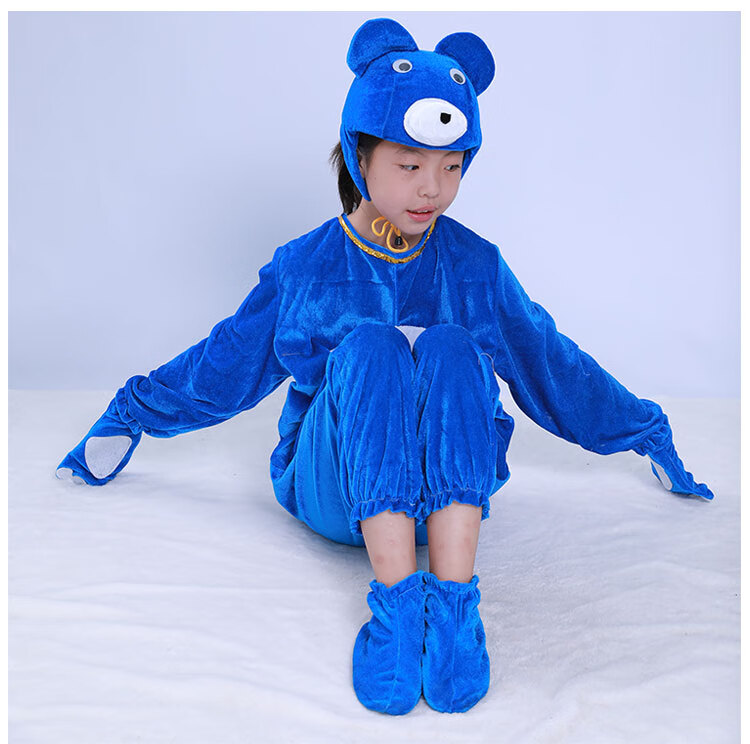 儿童动物演出服三只小熊大熊猫棕熊小熊请客卡通舞蹈话剧表演服装蓝色