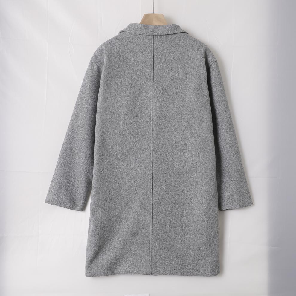 男士风衣韩版标准型中长款毛呢潮流男青年百搭妮子大衣外套浅灰色s