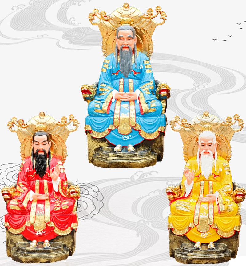 三清神像 寺庙供奉树脂88厘米灵宝元始道德天尊道祖太上老君佛像 金色