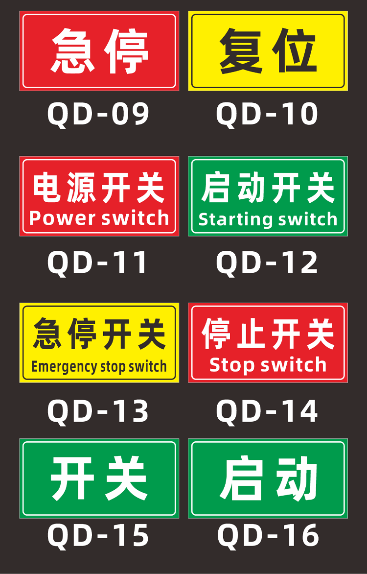 機械設備按鈕標識貼牌啟動電源停止復位開關機械電箱警告標籤定製 啟