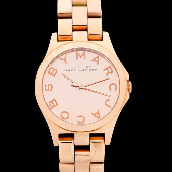 marcjacobs女士石英手表腕表表盘36mm防水50m经典商务款玫瑰金mbm3212