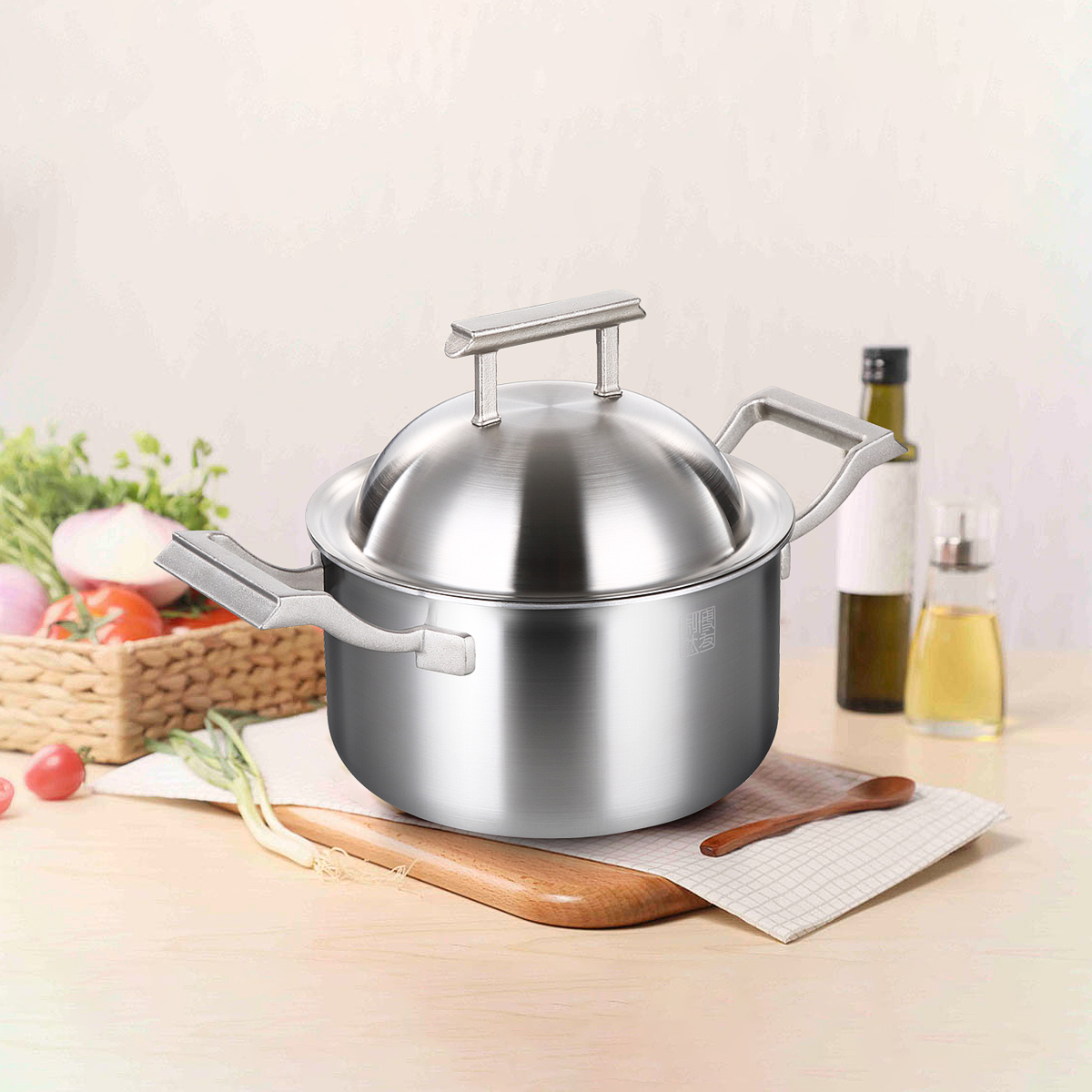 博友制钛纯钛汤锅家用钛锅双耳炖锅电磁炉燃气灶适用家宴1824cm家宴18