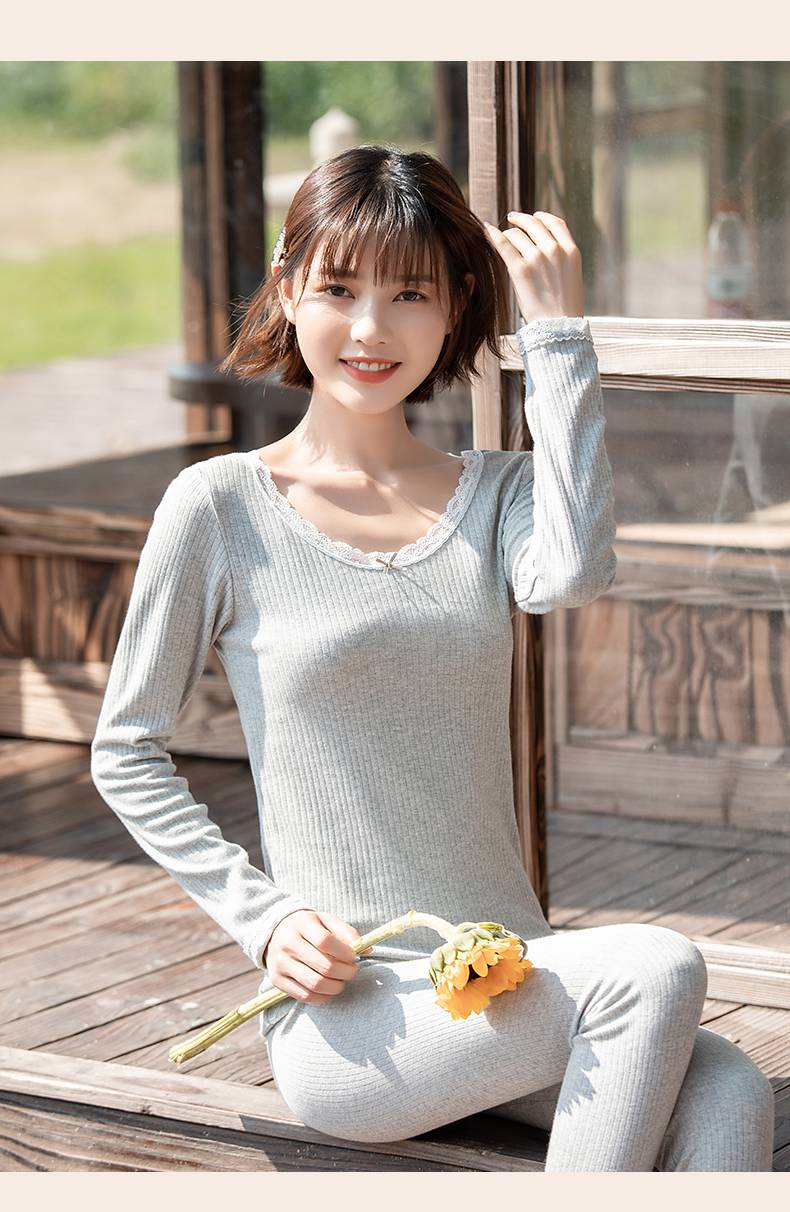 浪莎秋衣秋裤棉毛衫保暖内衣春秋打底薄款套装女士女生冬季北方舒适棉