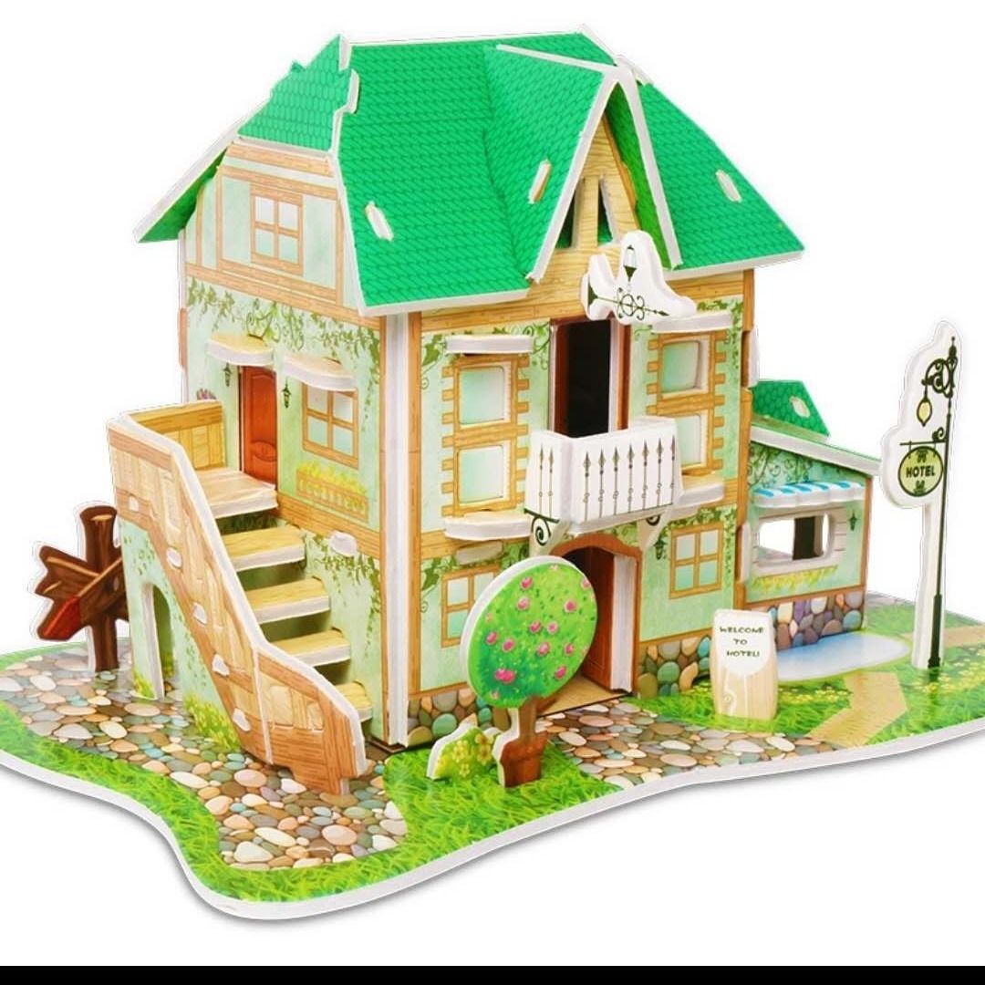 定制2019小屋纸壳房子拼插手工制作玩具屋儿童纸板模型幼儿园玩 动物