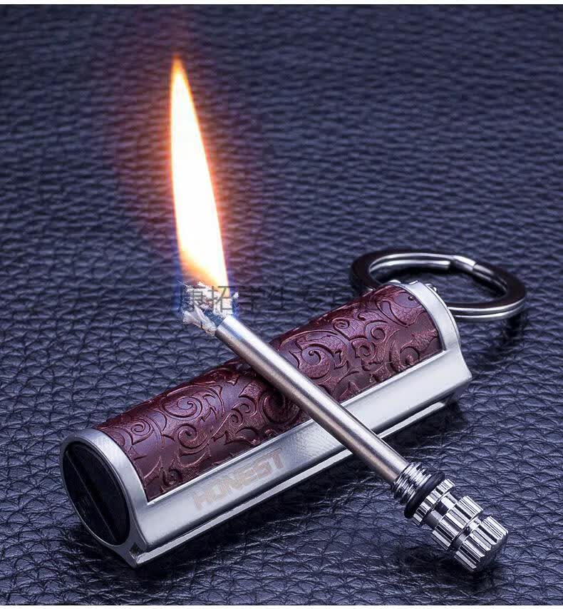 防水火柴万次火柴打火机 煤油户外便携创意奇特煤油火机钥匙扣点烟器