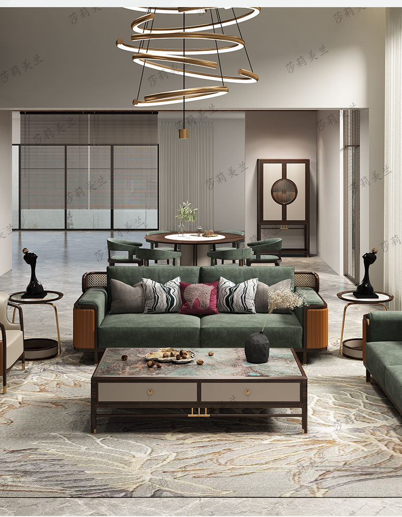 莎莉美兰沙发实木沙发新中式沙发现代轻奢全实木龙凤檀沙发大户型高档