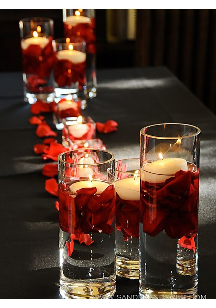 玻璃烛台情人节浪漫烛光晚餐氛围生日派对酒店婚礼西餐漂浮蜡烛杯