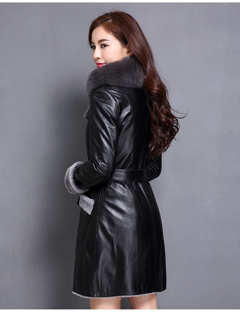 nrkm高端轻奢品牌女中青年女士真皮皮衣冬季新款皮毛一体女中长款海宁