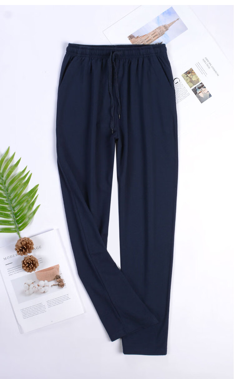 谧阳防蚊裤男成人格子男士春季棉居家裤休闲宽松灯笼裤薄款裤长裤深灰