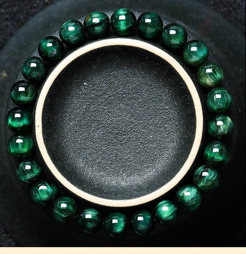 猫眼绿发晶手链 满发顺发绿水晶手串男女单圈碧玺 收藏级(润体满顺发)