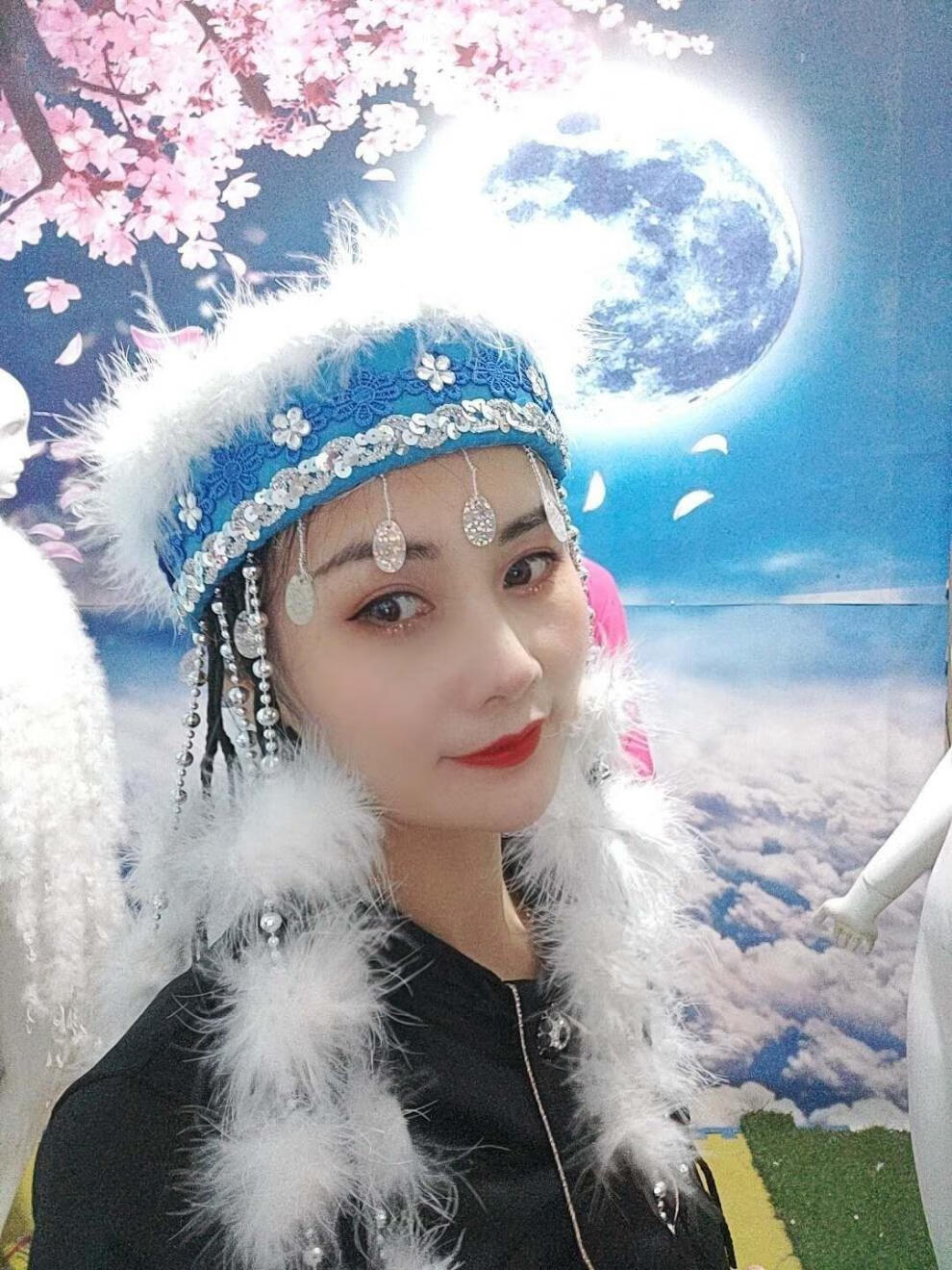 卡地兹慕黛飞花香妃头饰还珠格格之蝴蝶飞飞含香帽子简约版配饰 粉色