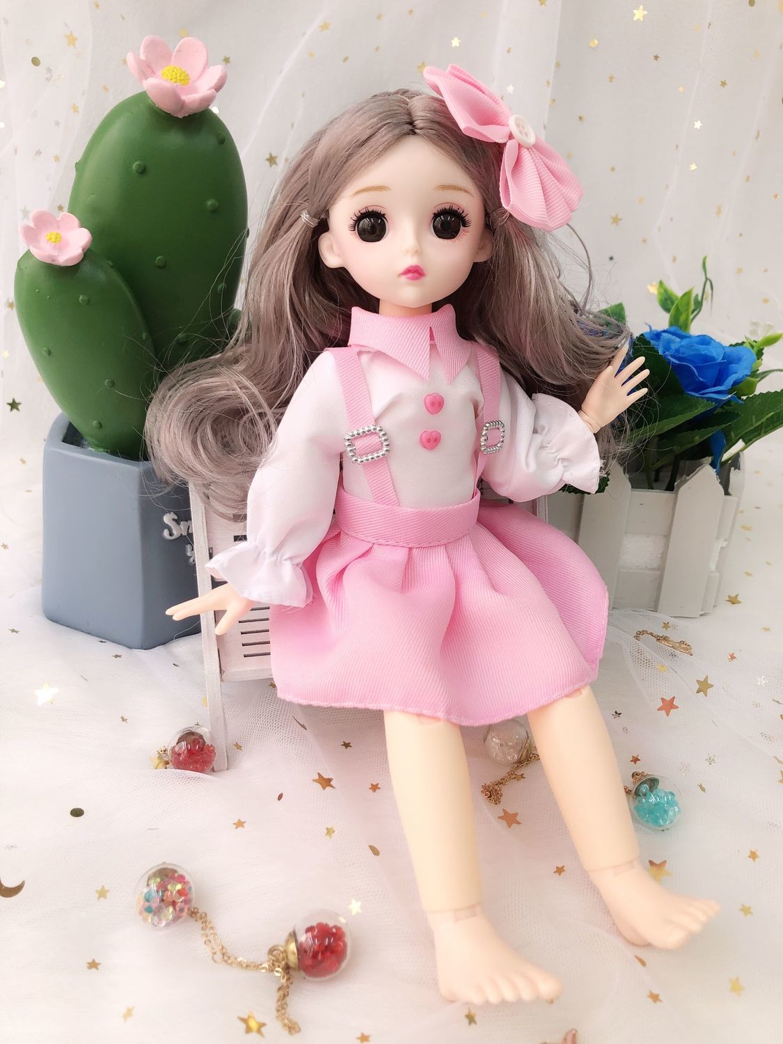 环孤可爱芭比娃娃30厘米换装洋娃娃20关节3d眼套装女孩玩具生日礼物小