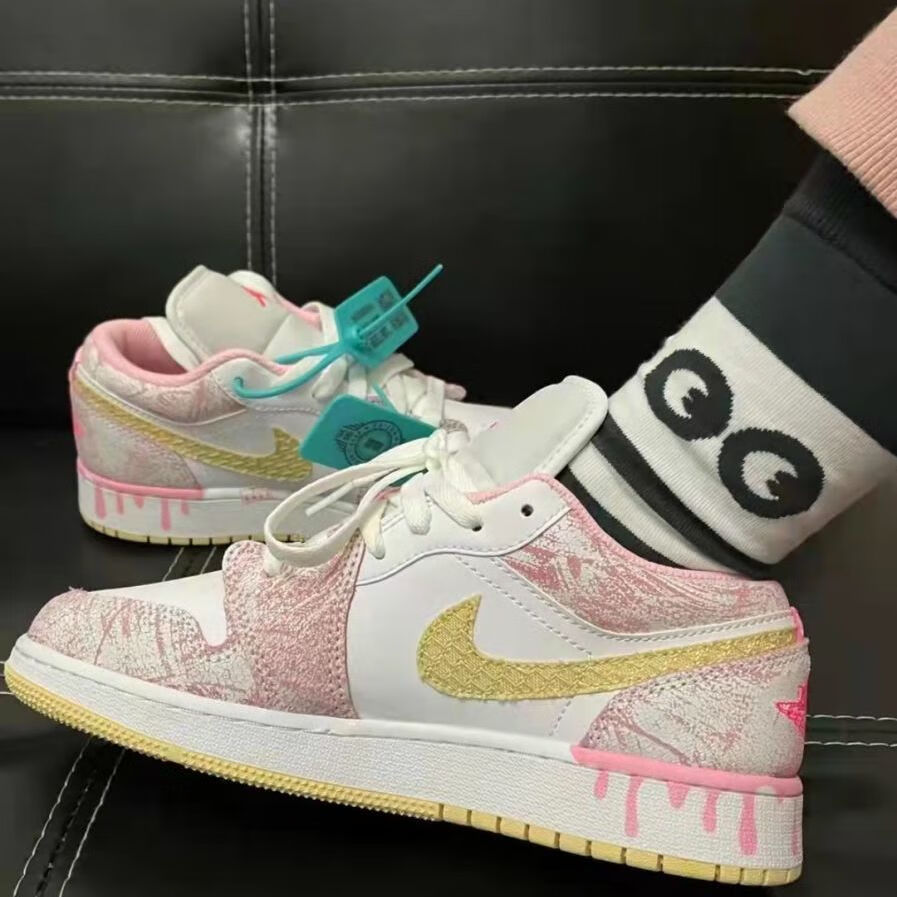 耐克nike耐克(nike)1粉冰淇淋低帮篮球鞋乔1男女休闲鞋百搭耐磨防滑