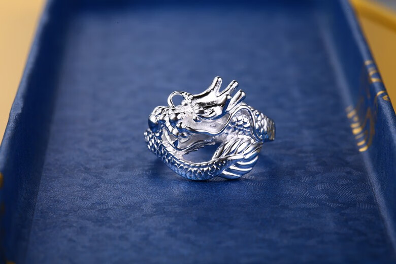 老凤凰同款990戒指男式龙形龙头戒指食指环个性男人霸气手工饰品龙头