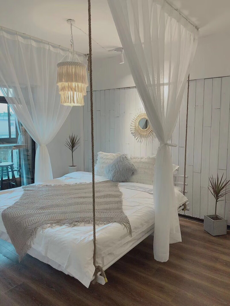 酒店秋千摇摇床 网红秋千摇摇床室内民宿酒店轻奢公主床少女心双人床