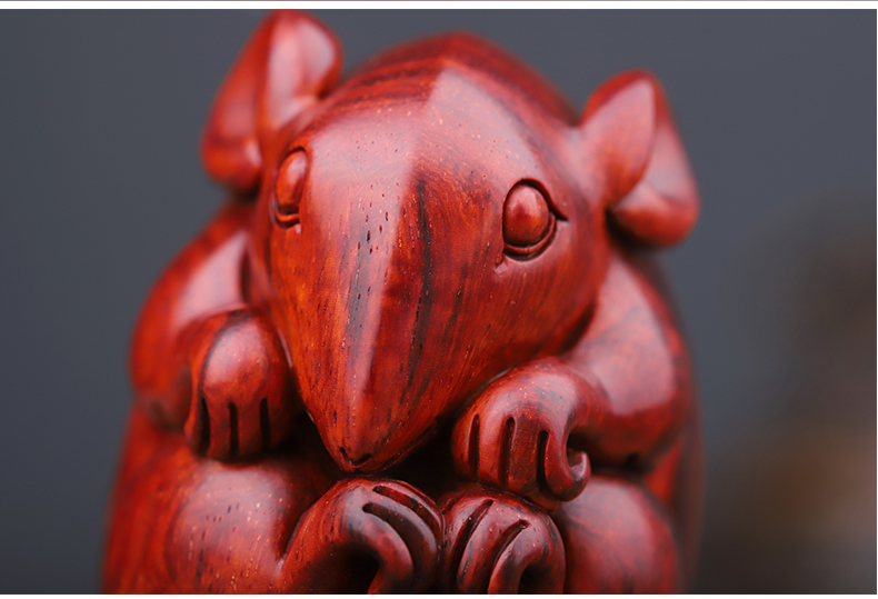 古珍絮旧老鼠手把件印度小叶紫檀木把玩物件手玩把件手工雕刻男送长辈