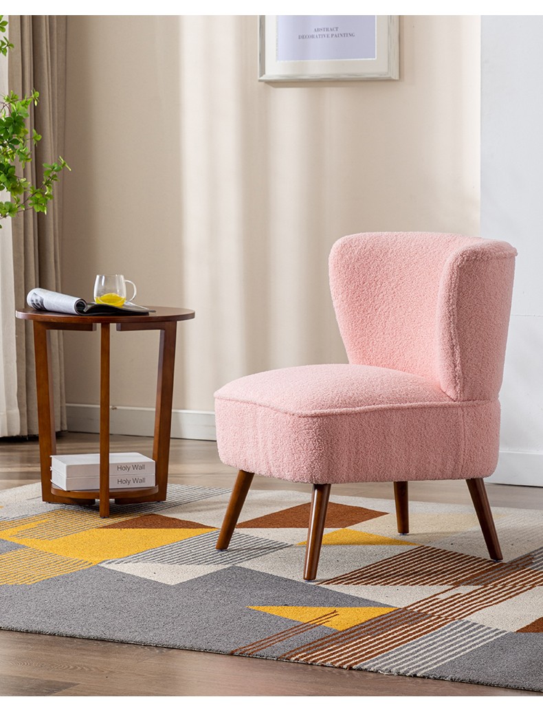 阿拉蕾北欧阳台单人休闲沙发椅羊羔绒客厅网红ins可爱懒人飘窗小沙发