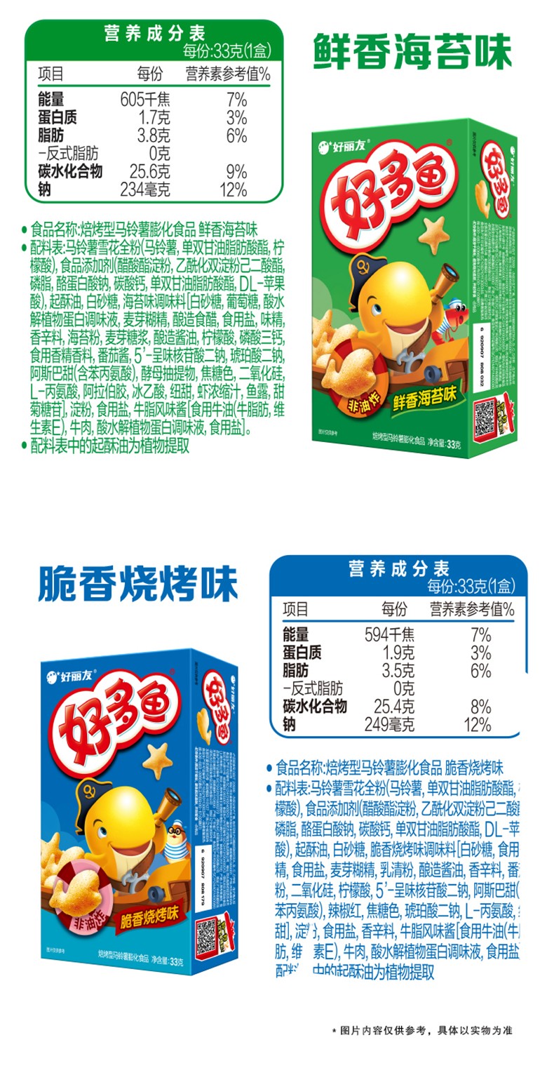 好丽友好多鱼6连包茄汁味 烧烤味 hly 好多鱼6连包家庭装【图片 价格