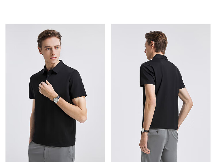 YOUNGOR POLO Men's, Summer Young Men's Business Casual Short-Sleeve High-End Polo Shirt, Gray, S 18