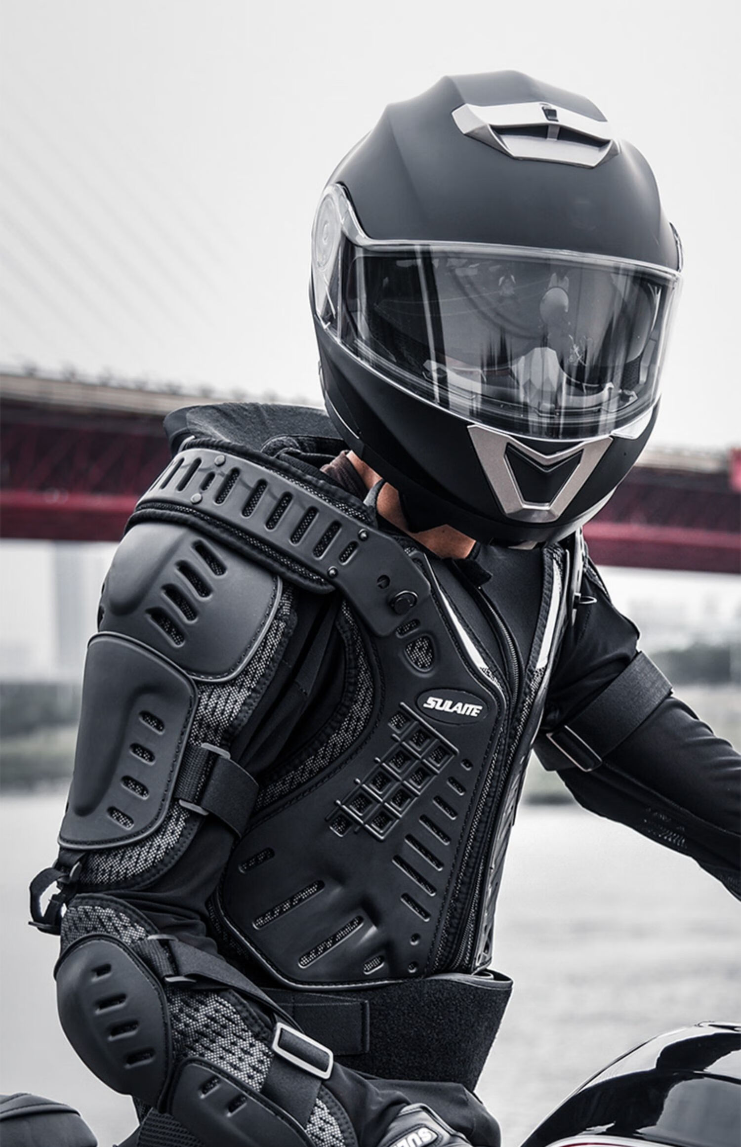 车护甲衣服骑士骑行赛车防摔衣裤套装服护胸护具护颈盔甲 护甲衣 护颈