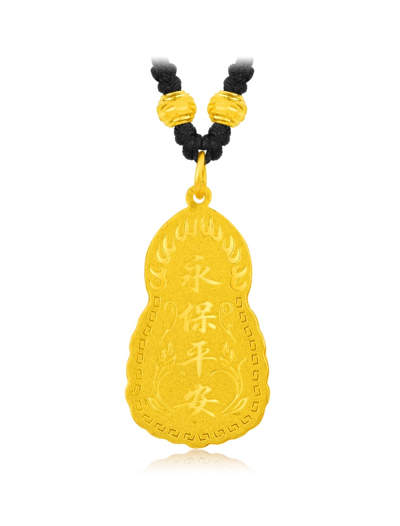 黄金观音吊坠男女款9999足金火焰平安观音菩萨男士金挂坠送黑绳礼物