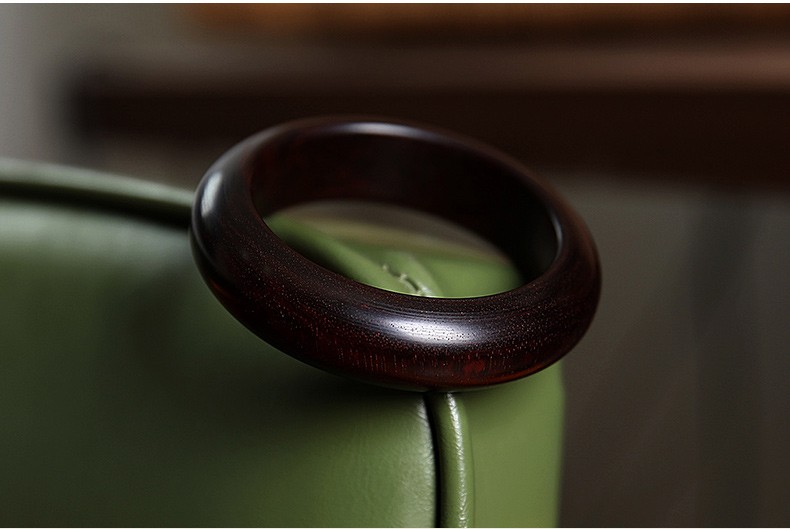 小叶紫檀木头木质手镯红木镯子女复古民族风生日礼物本命年送妈妈15mm