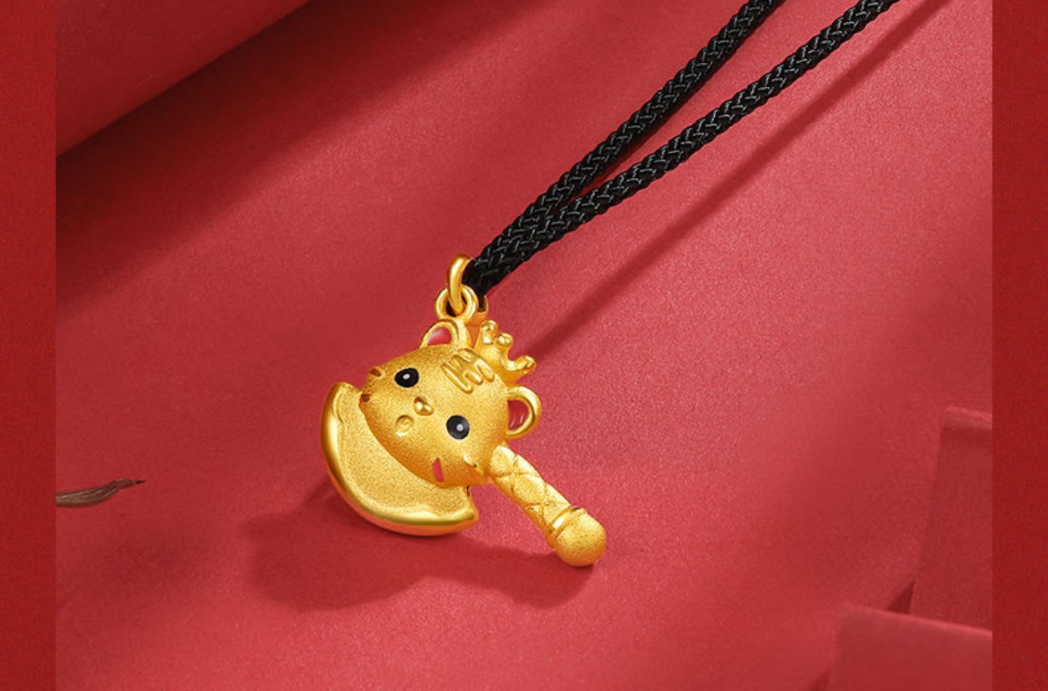 本命年女属虎999足金斧头黄金吊坠生肖老虎挂坠男斧子虎头小老虎金重