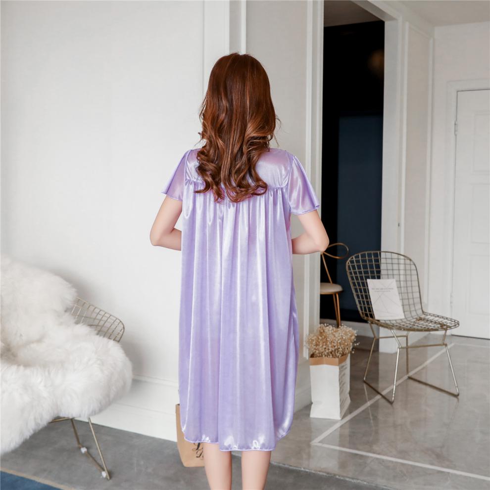 南极人夏季真丝睡裙女士宽松雪纺睡衣群大码胖mm200斤丝绸连衣裙冰丝