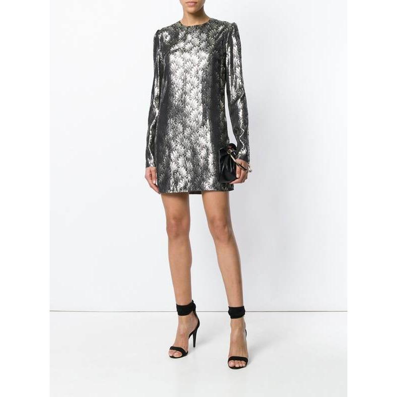 圣罗兰saint laurent 连衣裙女士奢侈品迷你金属感刺绣小礼服 黑色 44