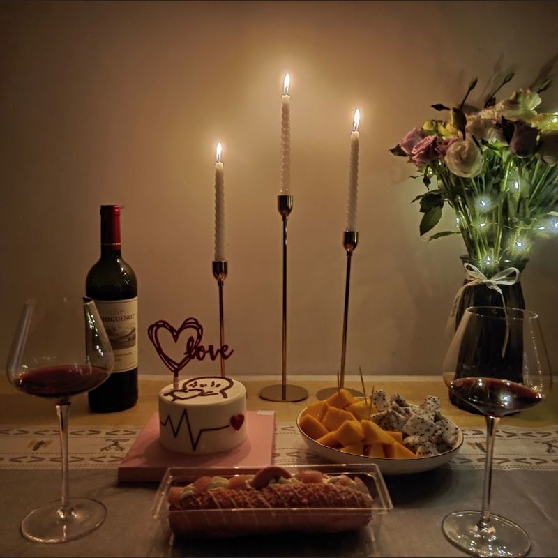 北欧ins烛台摆件金色轻奢蜡烛台灯家用西餐浪漫婚礼烛光晚餐道具蜡烛